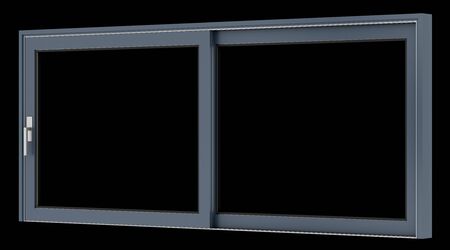 metallic window isolated on black background. 3d illustrationの写真素材