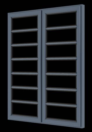 metallic window isolated on black background. 3d illustrationの写真素材