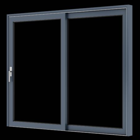 metallic window isolated on black background. 3d illustrationの写真素材