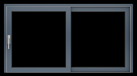 metallic window isolated on black background. 3d illustrationの写真素材