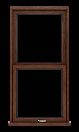 brown wooden window isolated on black background. 3d illustrationの写真素材