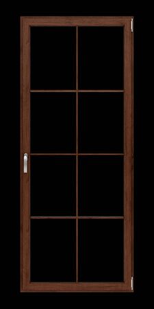 brown wooden window isolated on black background. 3d illustrationの写真素材