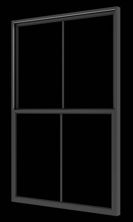 black metallic window isolated on black background. 3d illustrationの写真素材