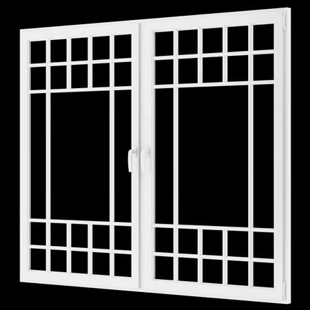 window isolated on black background. 3d illustrationの写真素材