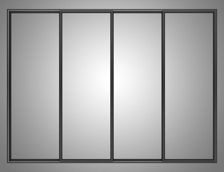 black metallic window isolated on gray background. 3d illustrationの写真素材