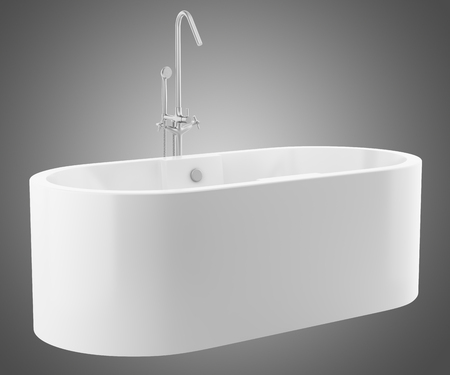 modern bathtub isolated on gray background. 3d illustrationの写真素材