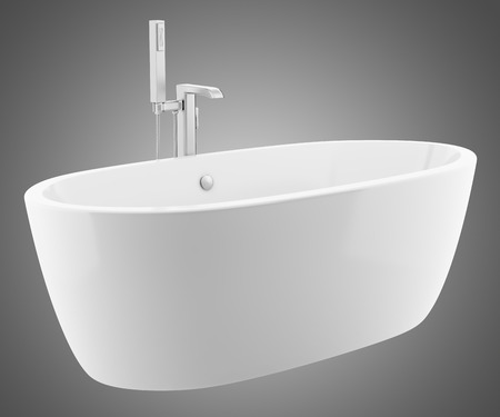modern bathtub isolated on gray background. 3d illustrationの写真素材