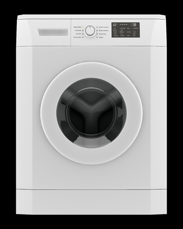 modern washing machine isolated on black background. 3d illustrationの写真素材