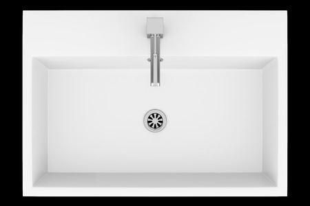 top view of ceramic bathroom sink isolated on black background. 3d illustrationの写真素材