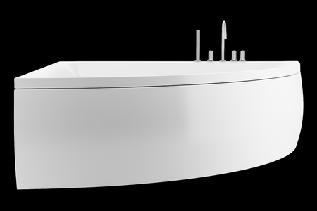 modern corner bathtub isolated on black background. 3d illustrationの写真素材