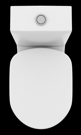 top view of modern standing toilet bowl isolated on black background. 3d illustrationの写真素材