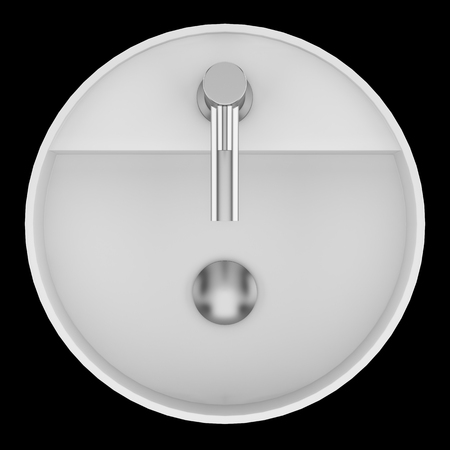 top view of ceramic bathroom sink isolated on black background. 3d illustrationの写真素材