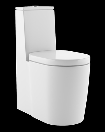 modern standing toilet bowl isolated on black background. 3d illustrationの写真素材
