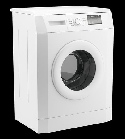 modern washing machine isolated on black background. 3d illustrationの写真素材