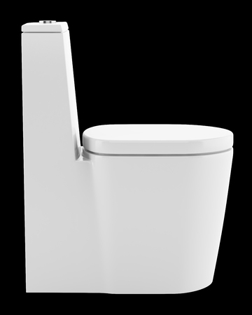 modern standing toilet bowl isolated on black background. 3d illustrationの写真素材