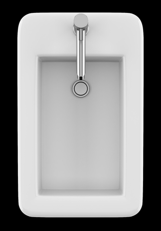 top view of ceramic bidet isolated on black background. 3d illustrationの写真素材