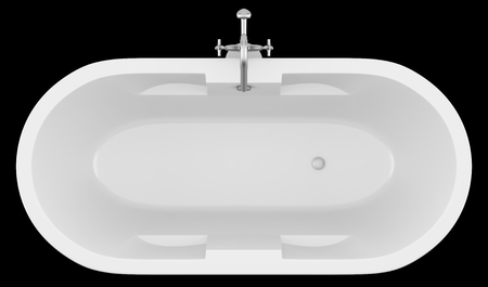 top view of modern bathtub isolated on black background. 3d illustrationの写真素材