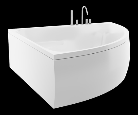 modern corner bathtub isolated on black background. 3d illustrationの写真素材