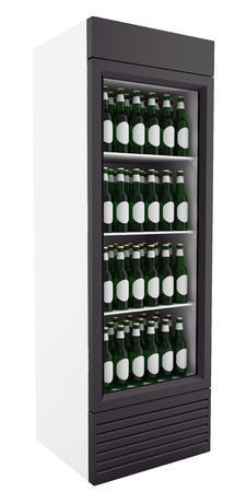 market fridge with beer isolated on white background. 3d illustrationの写真素材