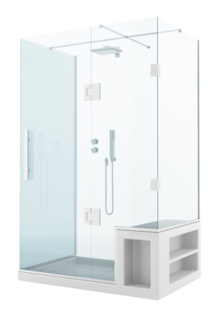 modern shower cabin isolated on white background. 3d illustrationの写真素材