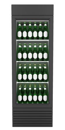 market fridge with beer isolated on white background. 3d illustrationの写真素材