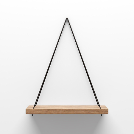 empty wooden shelf hanging on rope with light from the top. 3d illustrationの写真素材