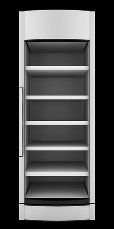 empty market fridge for beverages isolated on black background. 3d illustrationの写真素材