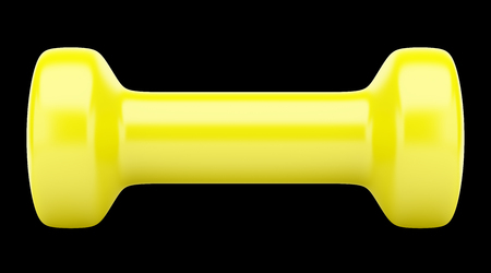 yellow dumbbell isolated on black background. 3d illustrationの写真素材