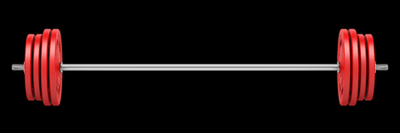 red barbell isolated on black background. 3d illustrationの写真素材