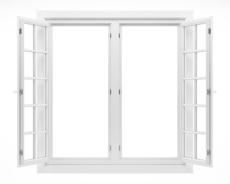open window isolated on white background. 3d illustrationの写真素材