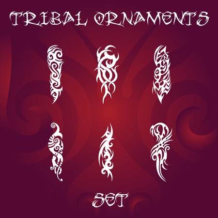 Tribal design and tattoo ornaments setのイラスト素材