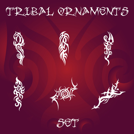 Tribal design and tattoo ornaments setのイラスト素材