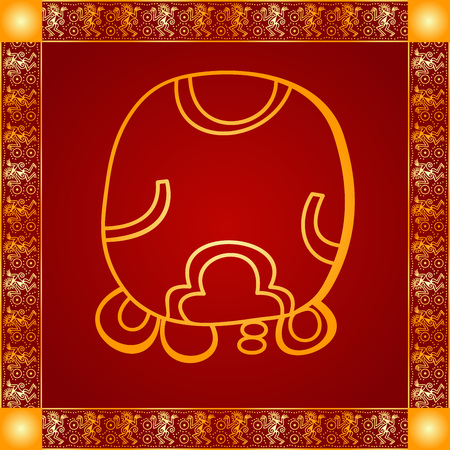 Golden symbolic vector ornaments of American native Indians, Aztec and Mayaのイラスト素材