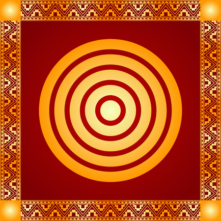 Golden symbolic vector ornaments of American native Indians, Aztec and Mayaのイラスト素材