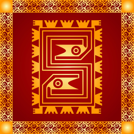 American indians, Maya and Aztec symbolic ornamentsのイラスト素材