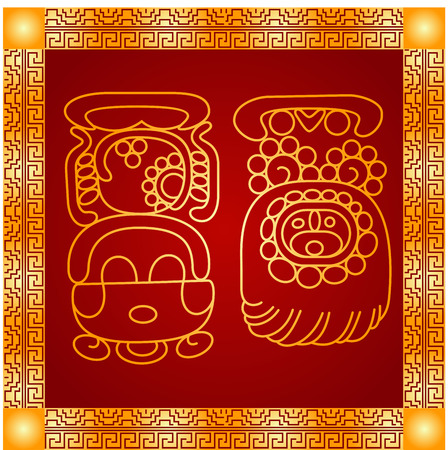 American indians, Maya and Aztec symbolic ornamentのイラスト素材