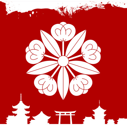 Japanese culture symbolic vector ornamentsのイラスト素材