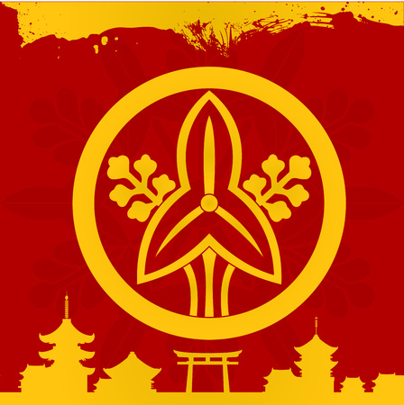 Japanese culture symbolic vector ornamentsのイラスト素材