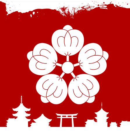 Japanese culture symbolic vector ornamentsのイラスト素材