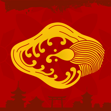 Japanese culture symbolic vector ornamentsのイラスト素材