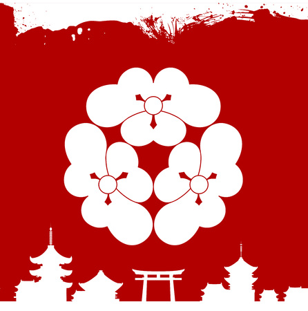 Japanese culture symbolic vector ornamentsのイラスト素材