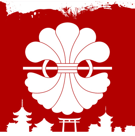 Japanese culture symbolic vector ornamentsのイラスト素材