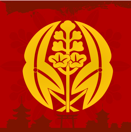 Japanese culture symbolic vector ornamentsのイラスト素材