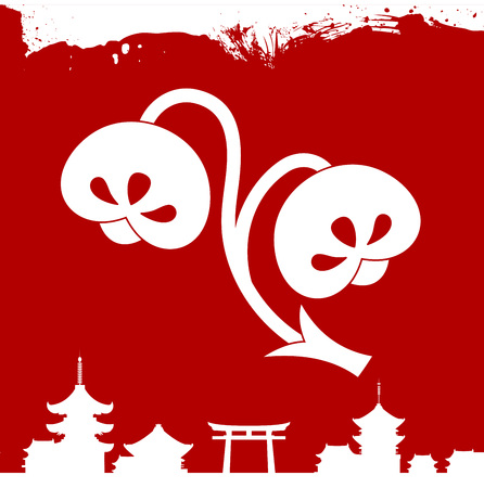 Japanese culture symbolic vector ornamentsのイラスト素材