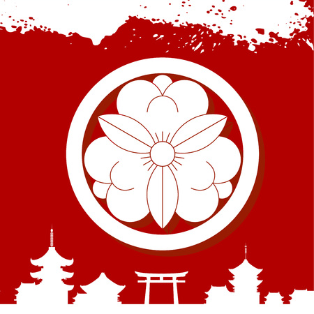 Japanese culture symbolic vector ornamentsのイラスト素材
