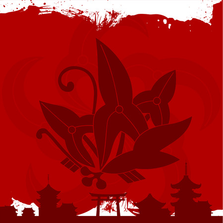 Japanese cultural symbolic vector ornamentsのイラスト素材