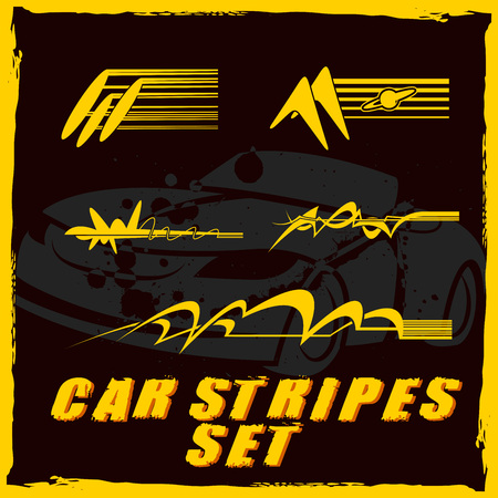 Tribal and cool Car stripe set top print on vinyl and adhesive on vehicleのイラスト素材