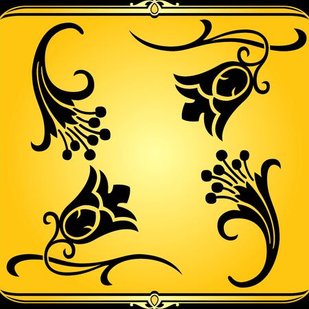 Decorative floral design elements setのイラスト素材