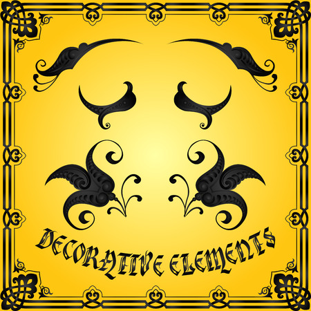 Decorative floral design elements and vector ornamentsのイラスト素材