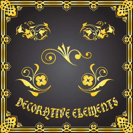Decorative floral design elements and vector ornamentsのイラスト素材